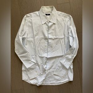 Hugo Boss Mens Dress Shirt. Size 42 / 16.5 White and Baby Blue stripes.